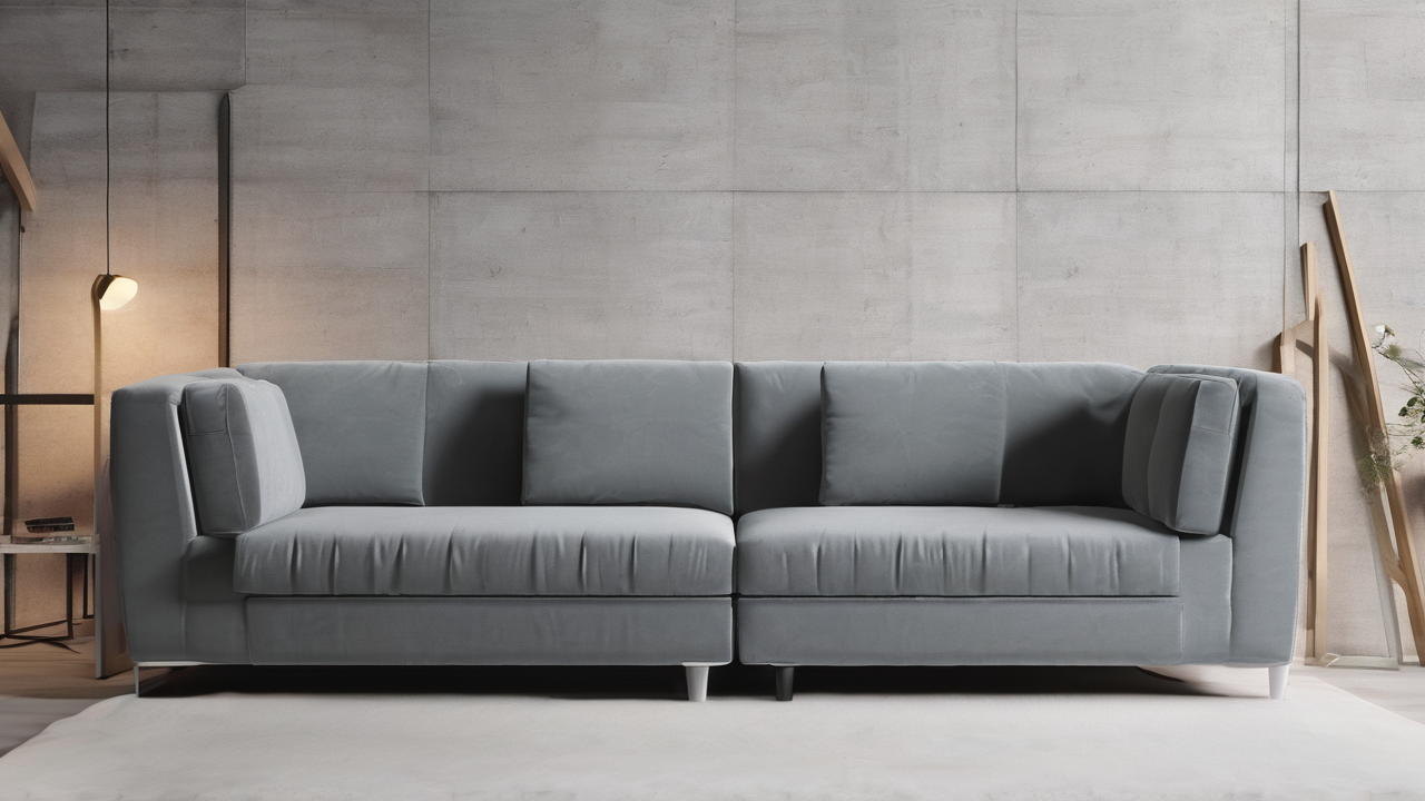 Modułowa sofa w jasnym kolorze z możliwością różnych konfiguracji w przestronnym salonie
