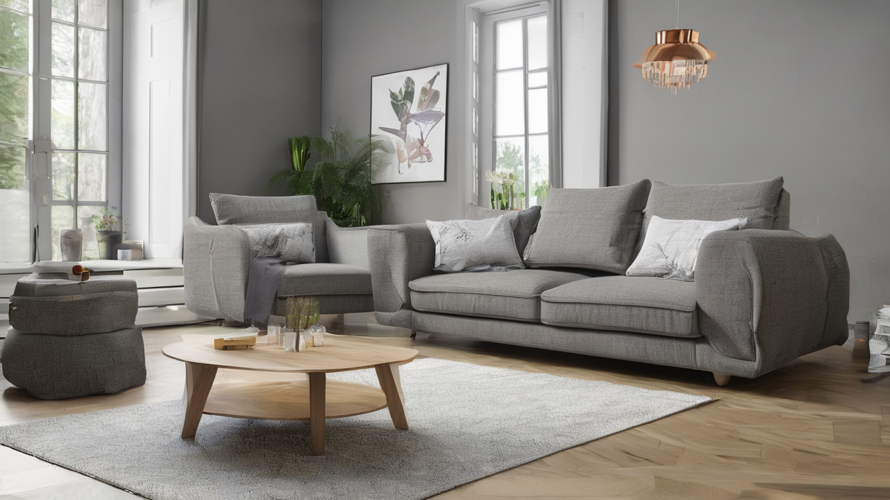 Nowoczesna sofa Milano w kolorze ciemnoszarym z drewnianymi nogami